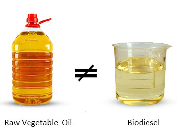 biodisel not same with vegetable oil